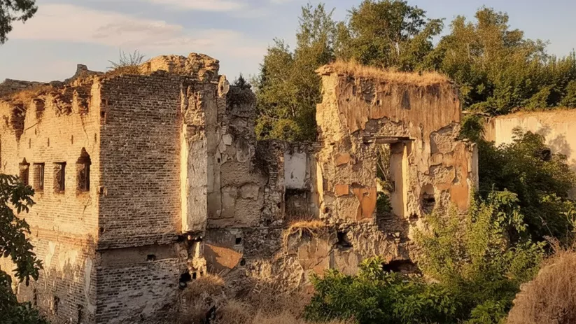 Restos de antigua edificación en ruinas en Picón (Ciudad Real), patrimonio histórico local.