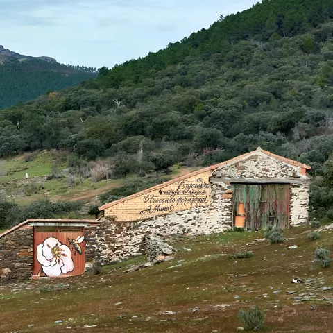 Construcciones de piedra en entorno natural.