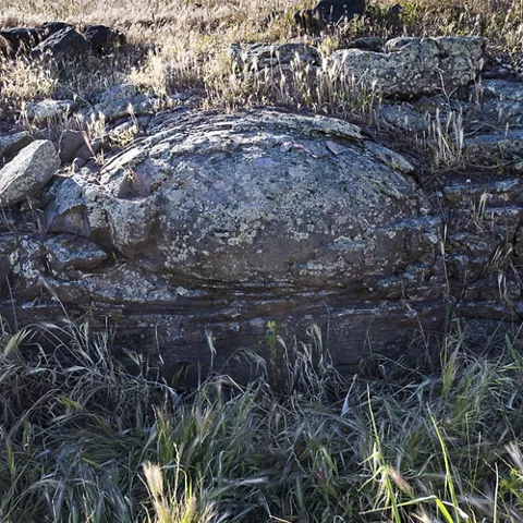 Detalle de rocas volcánicas en terreno natural