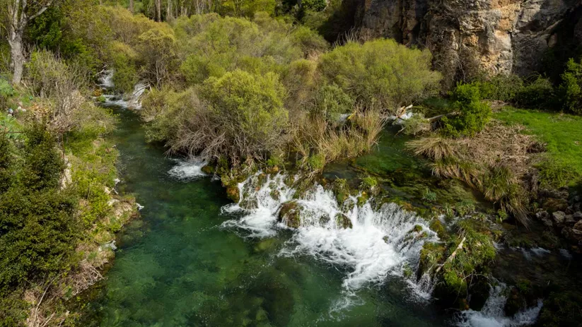 Río entre rocas con vegetación de ribera