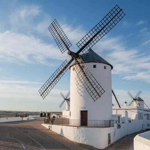 Molino de viento en Campo de Criptana desde el barrio del Albaicín