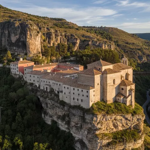 Edificio monástico sobre precipicio rocoso