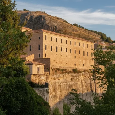 Fachada de piedra con escudo en relieve