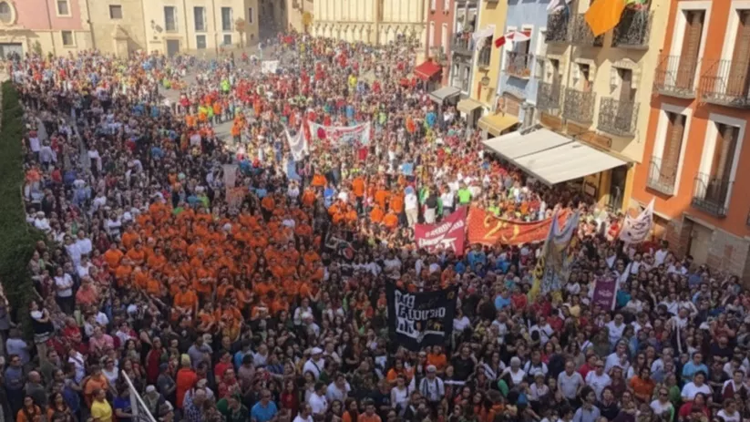 Vista aérea de multitud en fiesta tradicional