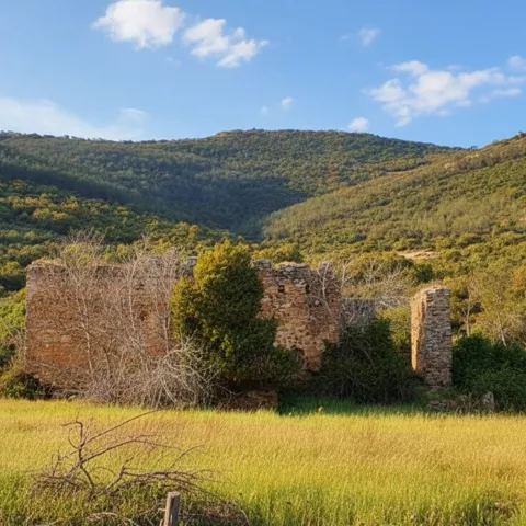 Restos de construcciones antiguas en un entorno natural