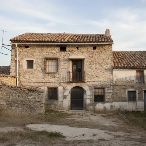 Casa tradicional de piedra con patio interior