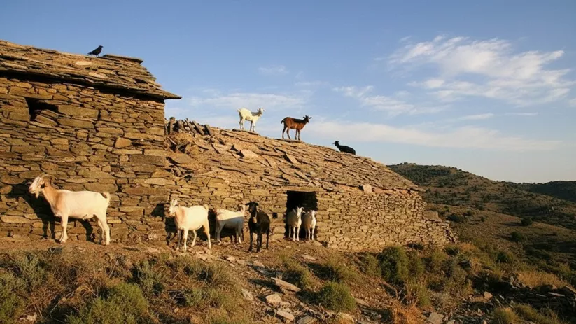 Panorámica del paisaje rural y relieve montañoso