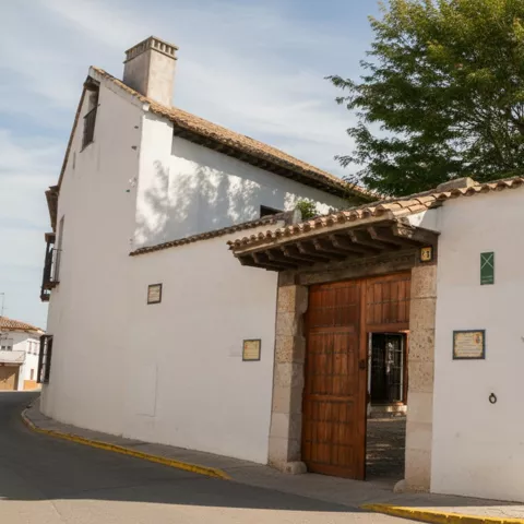 Casa histórica encalada con portada de madera