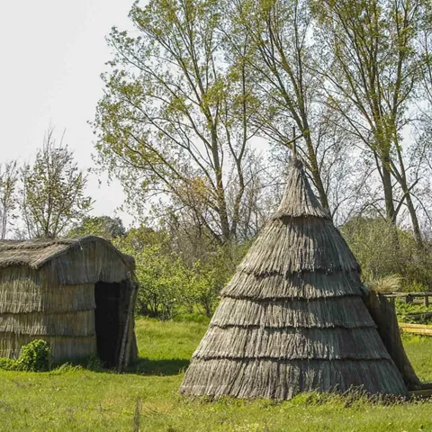 Construcciones tradicionales de paja en entorno natural