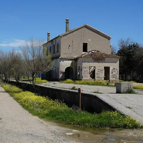 Antigua estación en ruta ferroviaria histórica