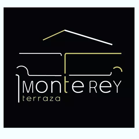 Logotipo blanco y dorado sobre fondo negro