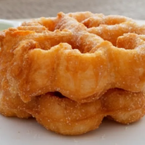 Flor dulce frita servida en plato blanco