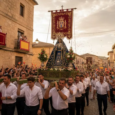 Imagen religiosa portada entre multitud