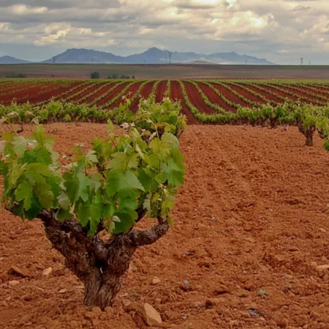 Viñedo tradicional en llanura.