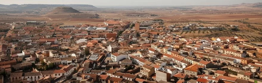 Vista aérea del casco urbano entre campos abiertos