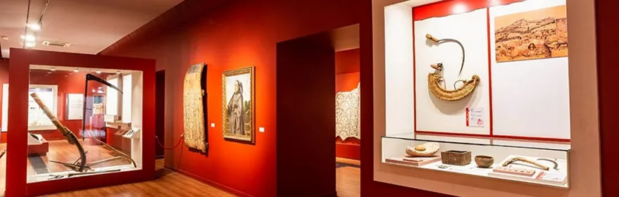 Sala de museo con vitrinas