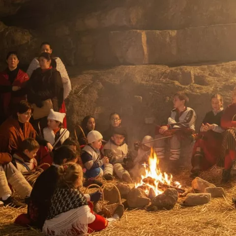 Escena de pastores en el Belén Viviente de Vega del Codorno