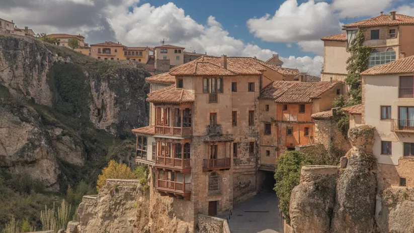 Casas tradicionales asomadas al barranco.