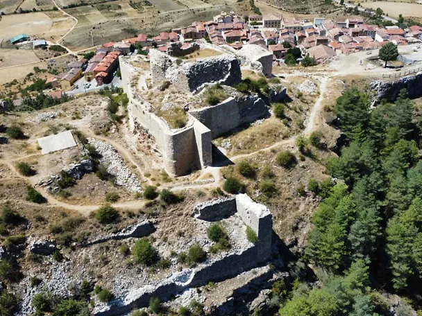 Vista aérea del castillo de Rochafrida en Beteta