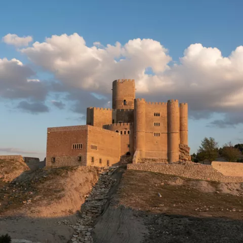 Las nubes sobre el castillo de Torrefuerte en Salvacañete, Cuenca