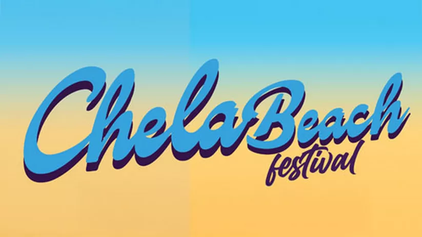 Logotipo de festival sobre fondo degradado