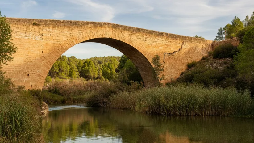 Puente de piedra sobre río