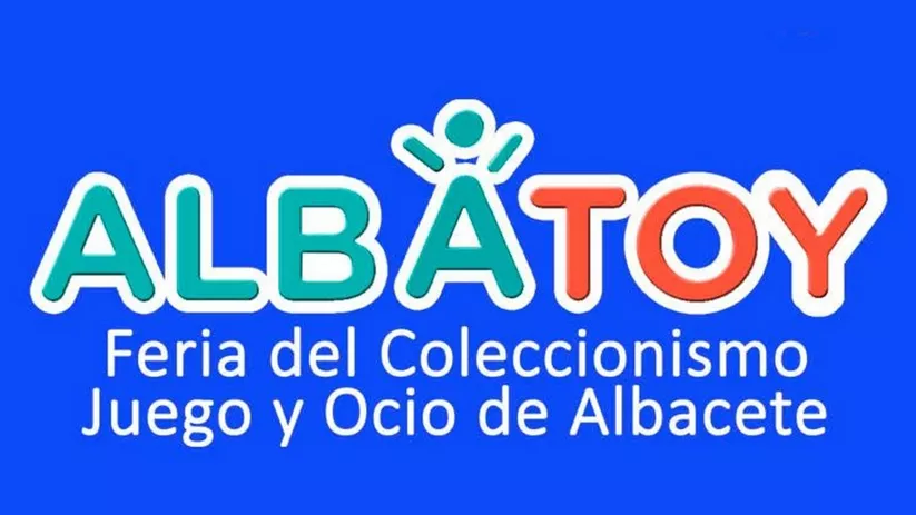 Logotipo en fondo azul con texto de feria de coleccionismo y ocio.