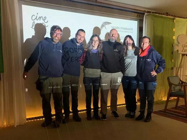 Equipo del festival Cine Lento tras una proyección.