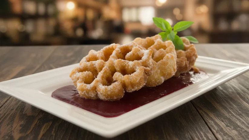 Flor dulce frita servida con salsa