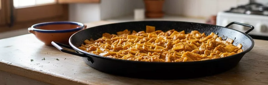 Gazpacho manchego en sartén tradicional