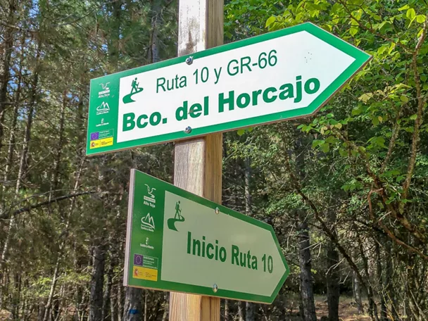 Señal de ruta senderista en bosque