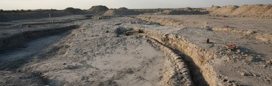Restos arqueológicos en terreno excavado.