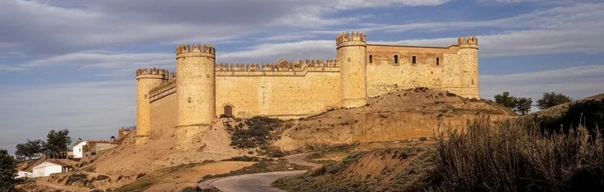 Fortaleza medieval sobre colina árida