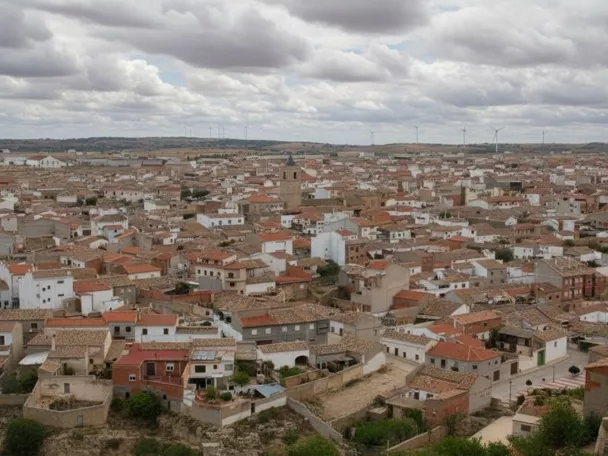 Vista panorámica de un casco urbano con tejados rojizos