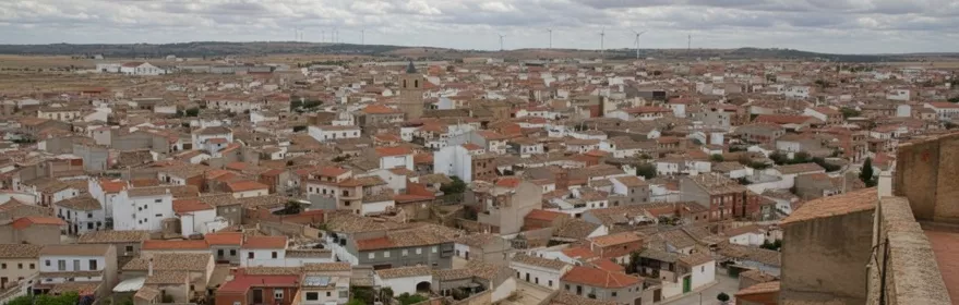 Vista panorámica de un casco urbano con tejados rojizos