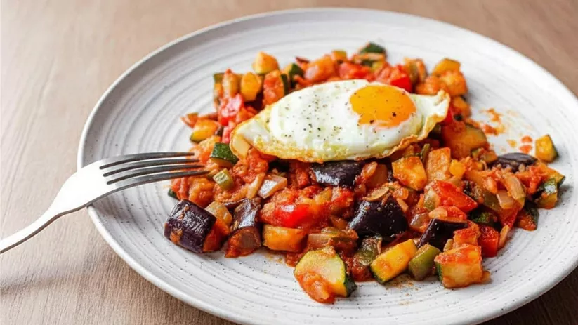 Pisto manchego con huevo frito