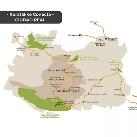 Mapa de Castilla-La Mancha mostrando destacada la provincia de Ciudad Real