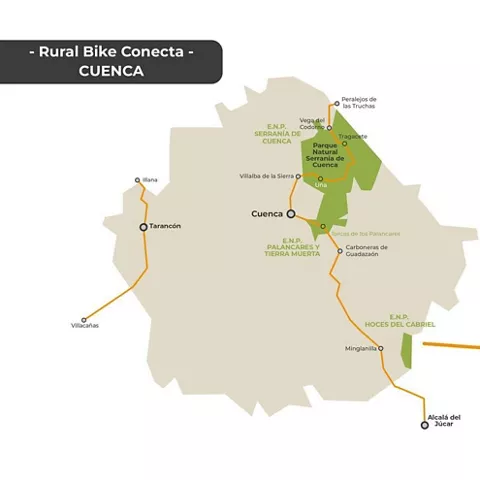 Mapa de Castilla-La Mancha mostrando destacada la provincia de Cuenca