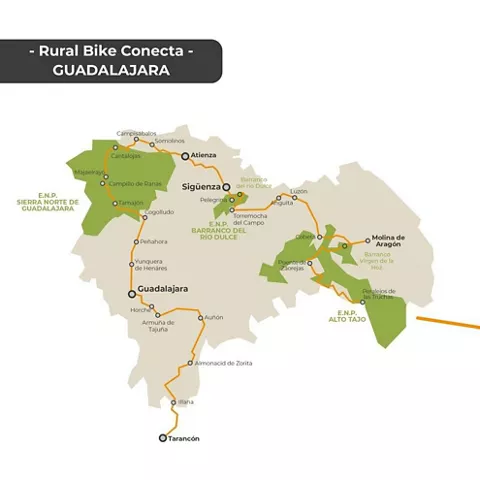 Mapa de Castilla-La Mancha mostrando destacada la provincia de Guadalajara