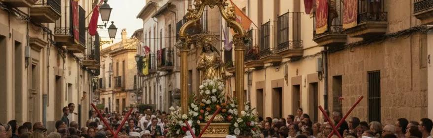 Procesión festiva con danzantes tradicionales