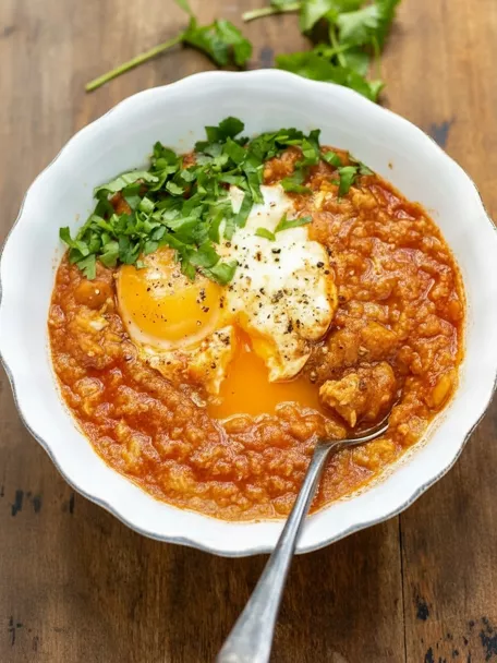 Sopa tradicional con huevo y perejil