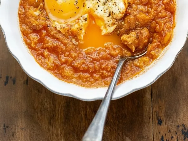 Sopa tradicional con huevo y perejil