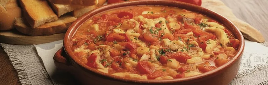 Guiso de tomate con pan tostado