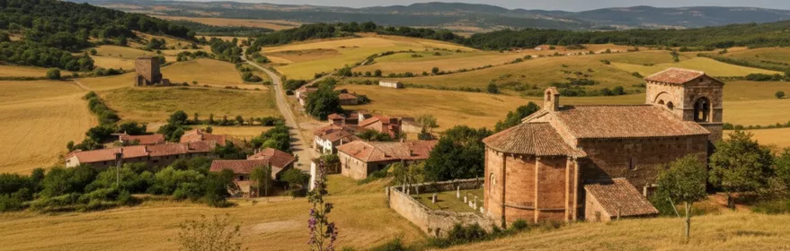 Panorámica del pueblo entre campos de cultivo