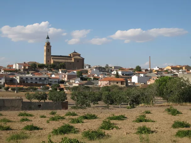 Vista general del casco urbano rodeado de campos agrícolas