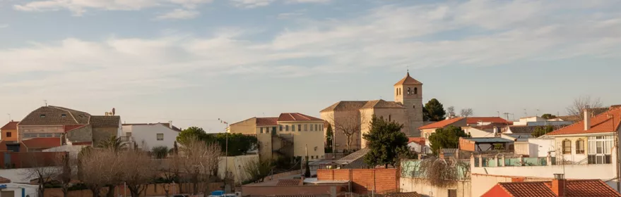 Vista panorámica del casco urbano con iglesia al fondo