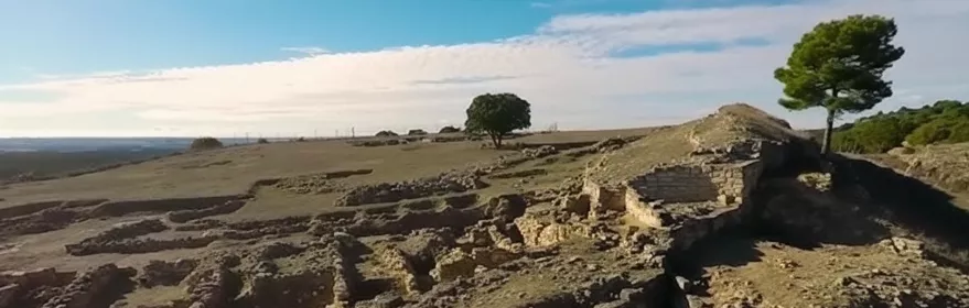 Ruinas de murallas en lo alto de una colina