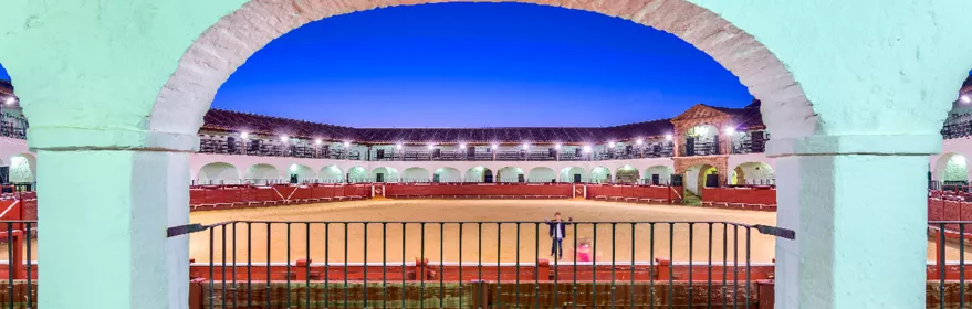 Interior de la Plaza de Toros de Almadén por la noche