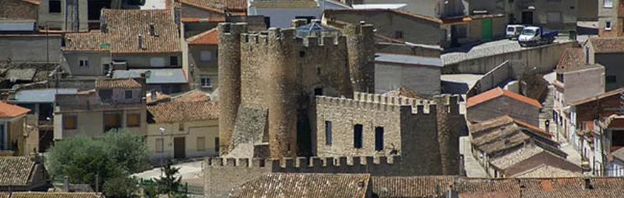 Vista aérea de una fortaleza integrada en el casco urbano.