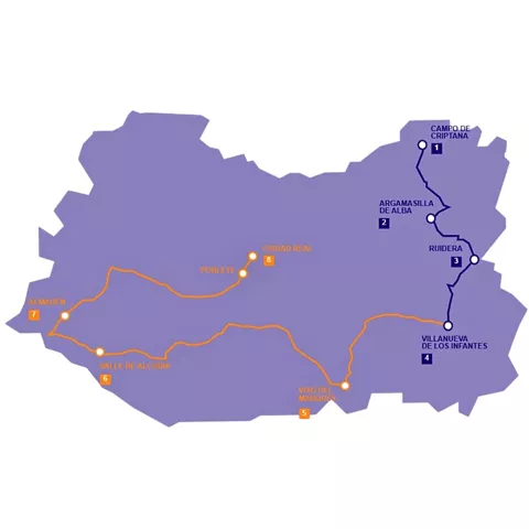 Mapa de Castilla-La Mancha mostrando destacada la provincia de Ciudad Real